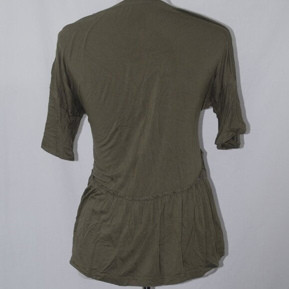 Green Fitted Peplum 3/4 Sleeve Blouse - Picture 3 of 3